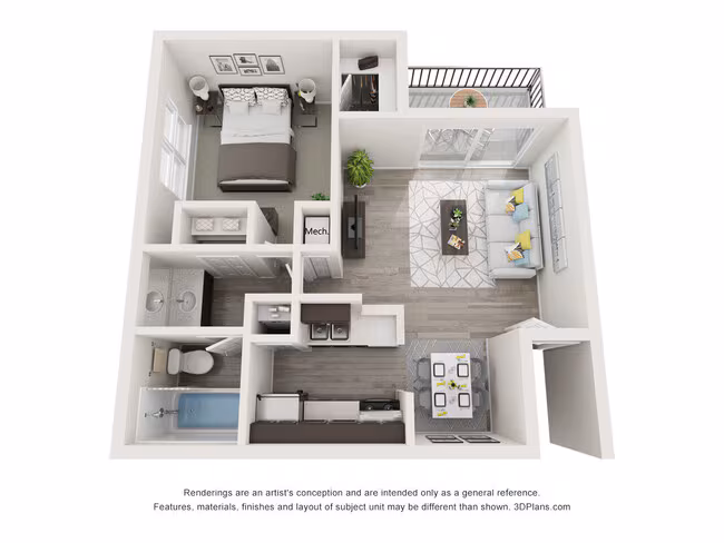 1 Bed 1 Bath 3916 floor plan